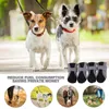 Vestuário para cães pequenos sapatos malha caminhadas botas protetor 4pcs respirável ajustável antiderrapante para corrida ao ar livre caminhada verão