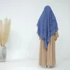 Ropa étnica Khimar Largo Tres Capas Gasa Alta Calidad Musulmán Headcover Modest Moda Oración Niqab Dubai Turco Hijab Islámico