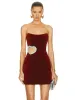 Dress Sexy Strapless Cut Out Diamond Heart Bandage Dress Women Wine Red Backless Crystal Mini Bodycon Dress Evening Celebrity Party