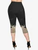 Capris Plus Size Pockets Tieb barwnik Capri Leggingi Kobiety Spring, Summer Casual 3D Printed Bottoms Skinny Midi Pants Mujer