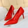 Women Party Dress Shoes 7.5cm Thin Heels Sexy Pumps Pointed Toe Fashion Leather Office Lady Prom Shoe Black White Red Yellow Blue Size 35-43