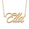 Collana con nome Ella, pendente per donne, ragazze, regalo di compleanno, targhetta personalizzata per bambini, migliori amiche, gioielli, acciaio inossidabile placcato oro 18 carati