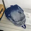 Backpack Bags Retro Plain Denim Large Capacity Blue Black Multifunctional Travel School Bag