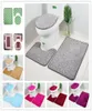 3 pièces ensemble de salle de bain 25 conception couverture de toilette tapis piédestal ensemble de tapis doux Polyester éponge moletage antidérapant tapis de salle de bain Set1608605
