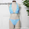 Family Letter Printed Swimwear Bikini Womens Sexy Rhinestone Button