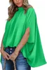 Kvinnors blusar Chiffon Summer 2024 Solid Loose Fit Batwing Sleeve Ladies Tops O-Neck Clothing Ycmyunyan