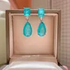 Pendientes JitDoo Paraiba Plata 925 para mujer Turmalina Esmeralda Pendientes grandes de gota Diseñador de lujo Joyería fina Regalo de Navidad 240301