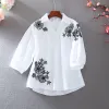Blouse Blouse Women White Summer Cropped Sleeves Shirt Loose Embroidered Top Blusas Mujer De Moda