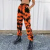 Calças femininas neon tie dye joggers cintura alta longo baggy mulheres sweatpants calças soltas 2024 outono inverno streetwear roupas