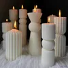 촛불 DIY 새로운 원통형 키 큰 돌리기 기둥 캔들 곰팡이 늑골 미적 트위스트 소용돌이 실리콘 곰팡이 기하학적 줄무늬 대두 왁스 곰팡이