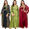 الملابس العرقية عيد مبارك جيلابا النساء المسلمات مفتوحة Abaya Kimono Maxi Dress 2 قطعة مجموعة دبي Kaftan Jalabiya رمضان الإسلام المساء