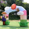 wholesale Arcs de soleil de dessin animé gonflables publicitaires pour la décoration arcade gonflable avec nuages et épouvantail explosent la porte cintrée pour parc d'attractions