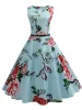 Klänning plädtryck vintage klänning kvinnor sommar blommig swing party klänningar hepburn 50s 60s retro elegant mantel feminino vestidos