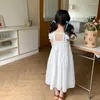 女の子のドレス夏の白いレースサンドレスエレガントなロリータ子供の小さな女の子の服ミディ10代のためのパーティープリンセスサンドレス