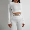 Damen-Trainingsanzüge, 2-teilig, nahtloses Yoga-Set für Damen, Leichtathletik, hohe Taille, Beinübung, Sportbekleidung, Fitnessstudio, Fitness, Crops, Spitzensportbekleidung J240305