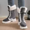 Bottes INS Plate-forme froide hiver neige 2024 tendance troupeau fourrure mi-mollet compensées femmes chaussures confortables chaudes