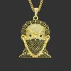 Hiphop glitterketting met strass gemaskerde man hoofd hanger punk sieraden cadeau voor mannen