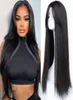 Perucas sintéticas Houyan Long Straight Wig Black Center Split Natural Fit Chapelaria Completa Invisível W9029902