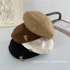 Berets Kids Beret Cartoon Bear Retro Woolen Baby Painter Cap Korean Autumn Zima Wszechstronna ośmioboczna kapelusz