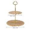 Plates Woven Fruit Tray 2 Tier Round Durable Decorative Rattan Serving Standing Trays Multipurpose Exquisite For Wedding Camping