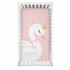 LVYZIHO Pink Cute Swan Crib Sheet Set Custom Name Baby Girl Crib Bedding Set Baby Shower Gift Bedding Set 240229