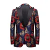 Costumes pour hommes Banquet Jacquard Costume Veste Marié Mariage Casual Floral Tuxedo Blazer Un Bouton Revers Bal Soirée Hôte Costume