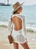 Women's Swimwear Sexy Bikini Cover-ups Beach White Hollow Knitted Summer Long Sleeves Women Swim Suit Cover Up