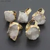 Bandringar Fashion Natural Stone Druzy White Crystal Rings Gold Plated Oregelbundet Open Finger Justerable Women Party Wedding Jewelry 10st L240305