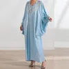 Ethnic Clothing Beaded Tassel Abaya For Women Eid Ramadan Jalabiya Batwing Sleeve Maxi Dress Dubai Turkey Kaftan Islamic Party Gown