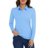 T-Shirts MAGCOMSEN Women's Golf T Shirt Long Sleeve Summer Polo Shirts Quick Dry UPF 50+ UV Protection Lightweight Athletic Tennis Shirts