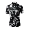 Camisas masculinas 2024 verão multi colorido jacquard manga curta camisa casual floral retro homens 50s