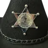 Berets Star Badge Cowgirl Chapéu com aba grande queixo corda camping à prova de sol