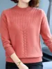 プルオーバーニットボトムスシャツ温かい秋のセーター新しい女性ハーフトゥルトゥルネックツイストフラワーズプルオーバーセータープルフェムZY7728