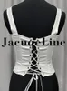 Jacqueline White Backless Bandage Corset Tops Women Sexy Square Neck Satin Bustier Tank Crop Top Elegant Party y2k Clothes 240229