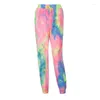 Calças femininas neon tie dye joggers cintura alta longo baggy mulheres sweatpants calças soltas 2024 outono inverno streetwear roupas