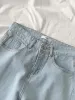 Dżinsy retro myte jasnoniebieskie dżinsy dla kobiet 2022 Wiosna jesienna elegancka elegancka talia szerokopasmowa nogi