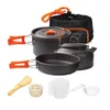 Kit de utensilios de cocina para acampar, juego de cocina al aire libre, equipo de aluminio, olla, vajilla de viaje, cocina, senderismo, Picnic, barbacoa 240223