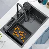 Kitchen Sinks Kitchen Sink Nano 304 Rostfritt stål Hushåll WASHBASIN STOR SINGLE SLOT MED KNIVENSKAPER OVER COUNTER/Undermount D DHLQY