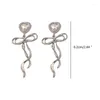 Dangle Earrings Fashion Bowknot Drop Heart Alloy Material Ear Studs For Students And Office Professionals