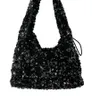 leftside 여성용 고급 디자이너 한국 패션 파티 핸드백 트렌드 어깨 가방 240220을위한 작은 스팽글 겨드랑이 가방