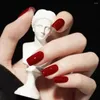 Faux ongles faux ongles moyen-long vin rouge sûr résistant à l'usure ajustement parfait pour les festivals occasions spéciales