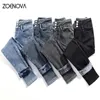 Frauen Jeans ZOENOVA Dicke Samt Frauen Hohe Taille Dünne 2024 Winter Warme Fleece Slim Stretch Damen Casual Denim Bleistift Hosen