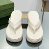 2024 Designer luxury platform flip-flop slide slippers womens 100% leather pure color beach soft-soled non-slip sandals Ladys outdoor wearproof sponge shoes size 35-40