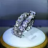 Cluster Rings Fashionable High-End Full Diamond Zircon Par Ring Design 925 Sterling Silver Party Wedding Engagement Jewelry Gift