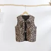 Women's Vests Fashion Leopard Print Lace Up Women Vest 2024 Spring Casual V-neck Bow Sleeveless Waistcoat Retro Lady Office High Street