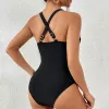 Kobiety plażowe noszenie strojów kąpielowych czerwone jednocześnie kostium kąpielowe zamknięte damskie stroje kąpielowe z pchającymi pucharki Bodysuit plażowe garnitury kąpielowe basen plażowy Bather