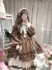 Vestido anime lolita vestido feminino urso laço laço kawaii vestido de manga longa vestido de princesa fantasia de halloween presente para meninas festa