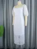 Dress Women's Vintage White Lace Dress Chic Square Neck Puff Sleeve Summer Elegant Wedding Guest Cocktial Birthday Clothes XXXL