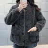 فرو casaco feminino الموضة للسيدات المقلدة الغنم سترة فرو shearling فور سترة 2022 جديدة قصيرة الوقوف طوق شعر دافئة الخريف معطف الشتاء