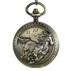 Montres de poche creuses du zodiaque chinois, squelette de maison marron, montre mécanique, chaîne Fob, cadeau pour hommes, pendentif Steampunk, cadeaux pour femmes